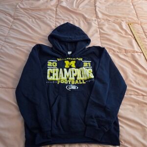 Blue 84 Michigan Wolverines 2021 Big Ten Champions Football Hoodie Navy Blue S